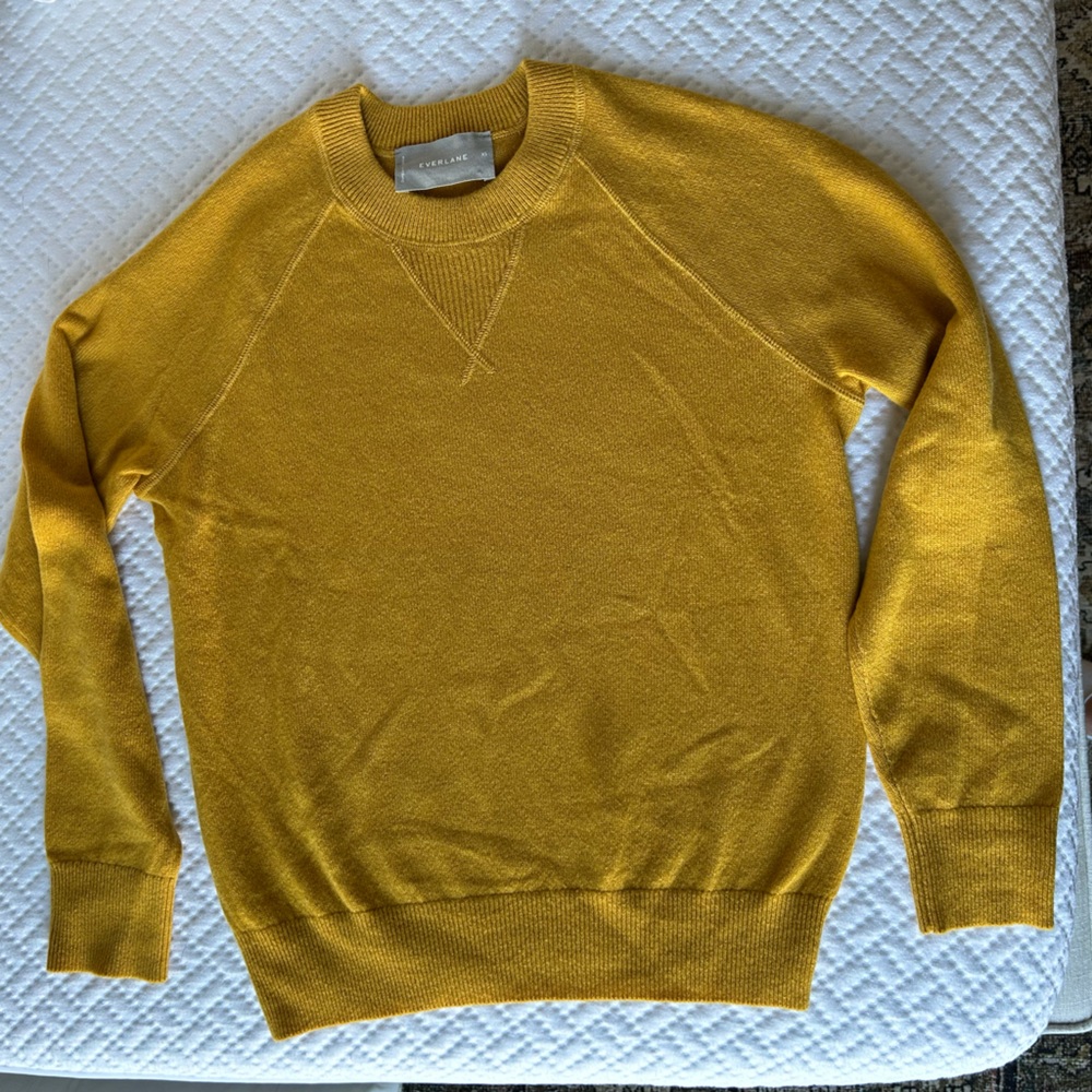 Everlane Raglan Cashmere Sweater XS Mustard/golden yellow